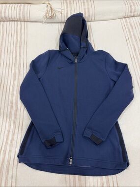 Nike Kids Navy Blue Full-Zip Hoodie Jacket with Black Accents
